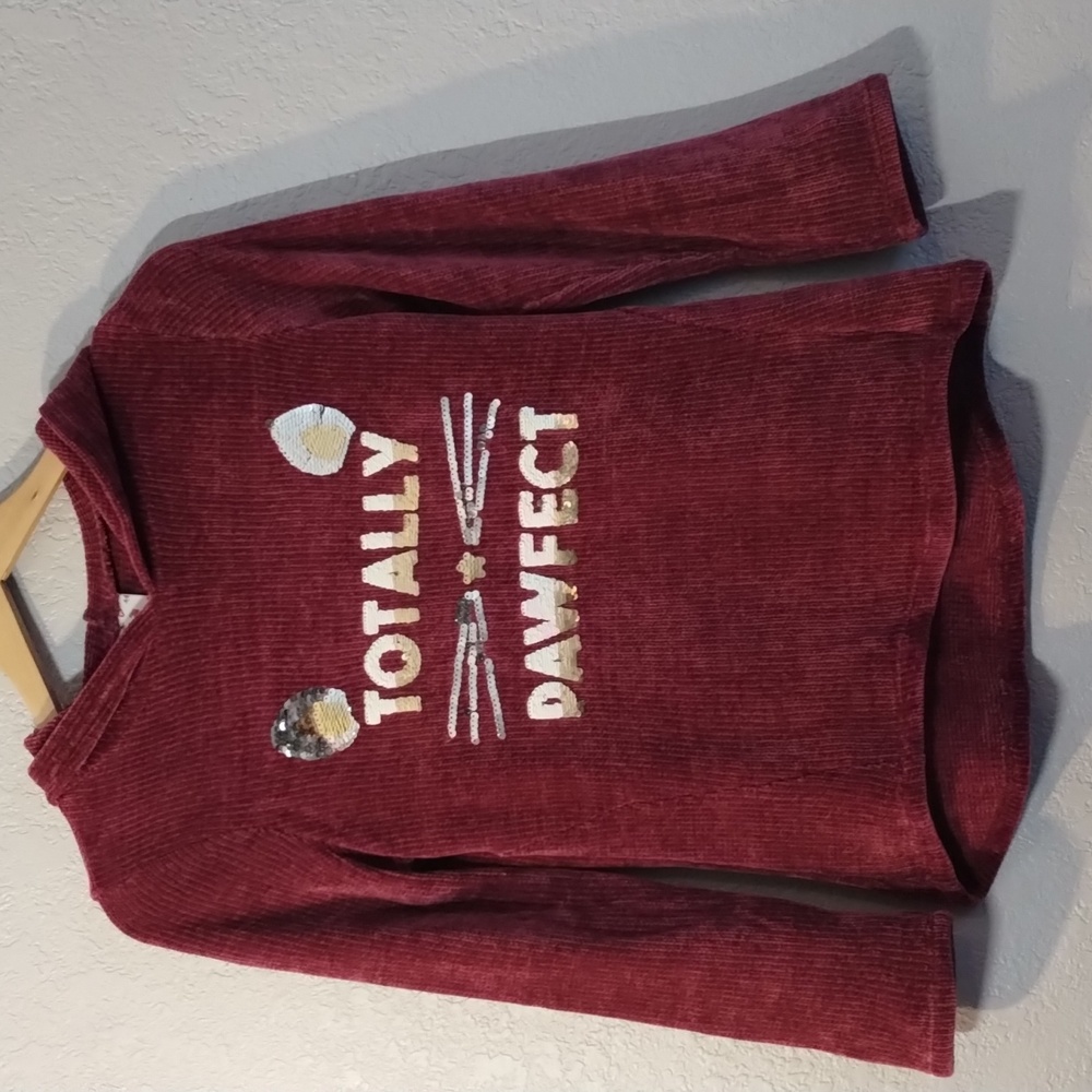 Belle due Jour- Girls pullover hoodie with sequence details.